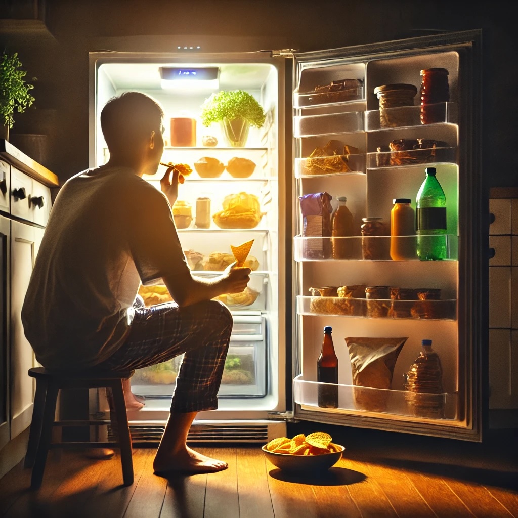 eating from the fridge at night